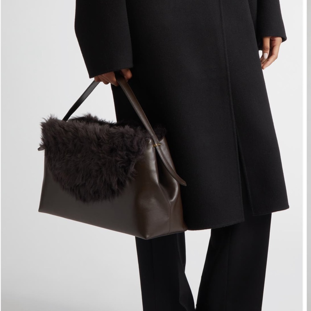 Toteme Brown Leather and Genuine Shearling Bag
